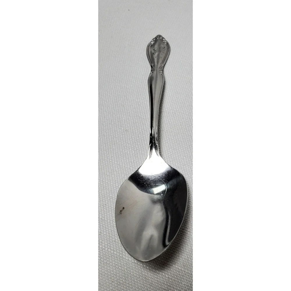 Vintage Stainless Steel Teaspoon Monogram B Floral Scroll Pattern Taiwan Replace